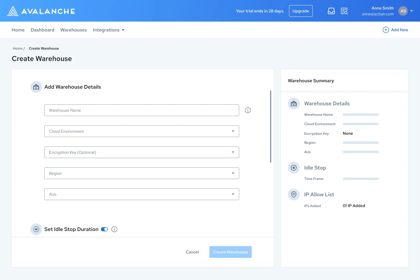 screenshot of Actian Data Platform